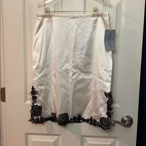 Cream satin and lace trim skirt